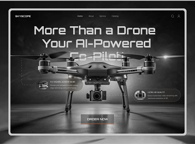 Skyscope – Minimalist Tech Aesthetic darkmode drones futuristic herosection