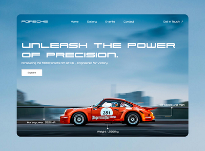 Porsche Hero Section — Speed Meets Elegance button herosection navigation porsche speed ui webdesign