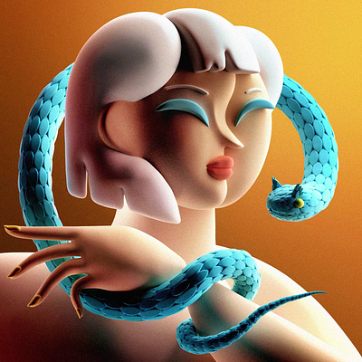 GAL VI 3d 3d character animation c4d cgi character design design digital art girl illustration motion graphics portrait snake