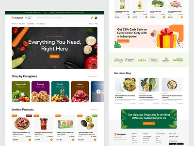 DailyMart - Your One-Stop Grocery Destination branding cleandesign dailymartconcept designinspiration digitaldesign ecommerceui grocery haul groceryappdesign grocerybranding grocerygoals groceryinnovation healthy food minimalistdesign moderndesign online shopping shopsmartdesign ui design usercentricdesign ux design visualdesign