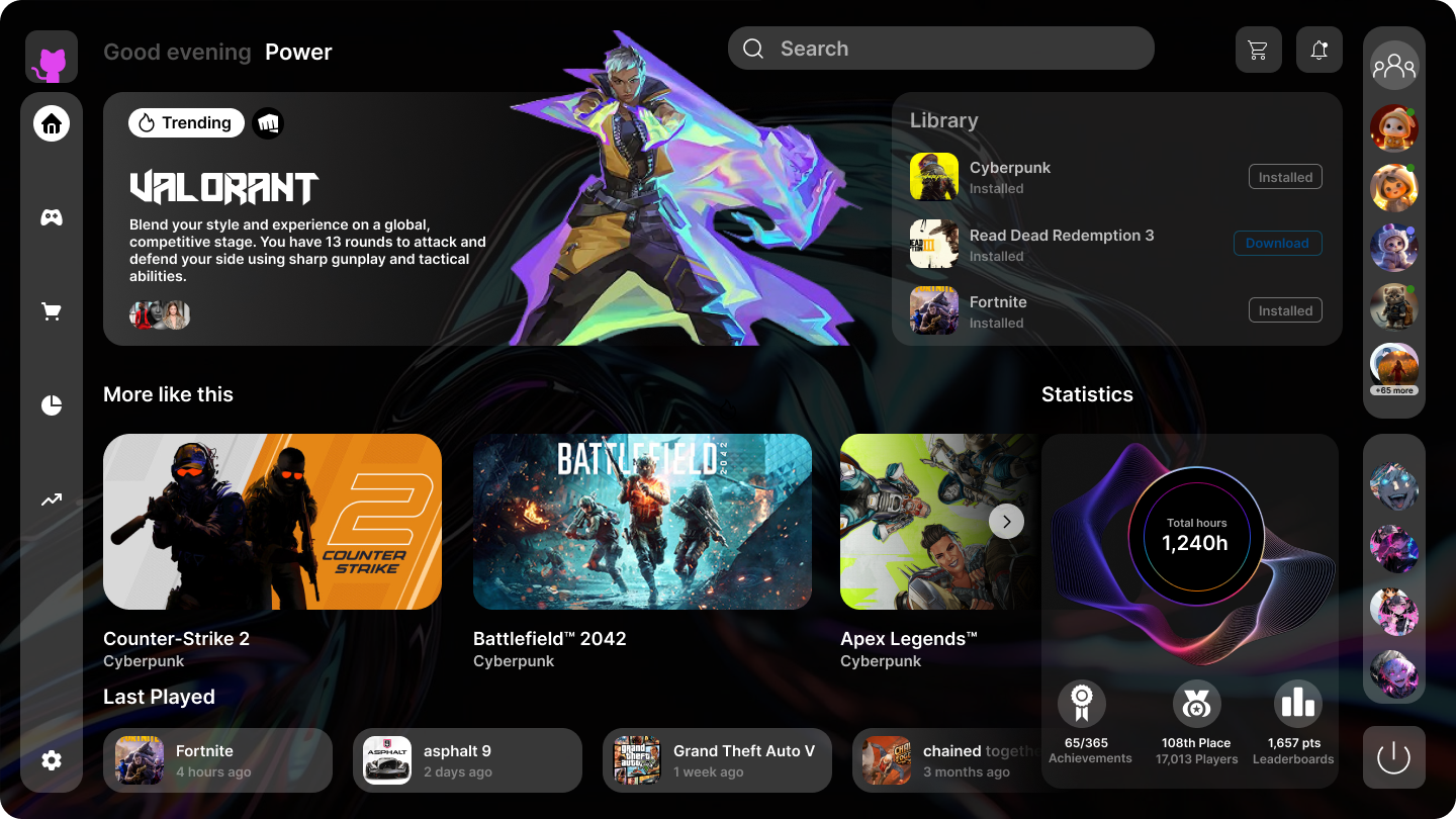 Gaming Dashboard dashboard design figma gaming graphic design ui ux