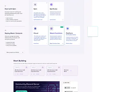 developer landing page cards developer docs projects ui wasm