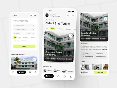 Hotel Booking App amirhjalily appdesign bookingapp creativetech dribbbleshot hotelapp hotelbooking mobileapp travelapp travelinspiration travelplanner ui uiux userinterface villa