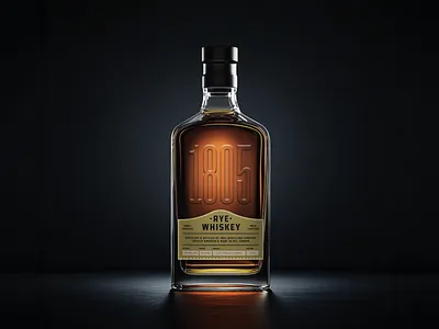 1805 Rye Whiskey (Concept) custom bottle distilled distillery embossed glass label mockup rye spirits label whiskey whiskey bottle whiskey label whiskey packaging whisky