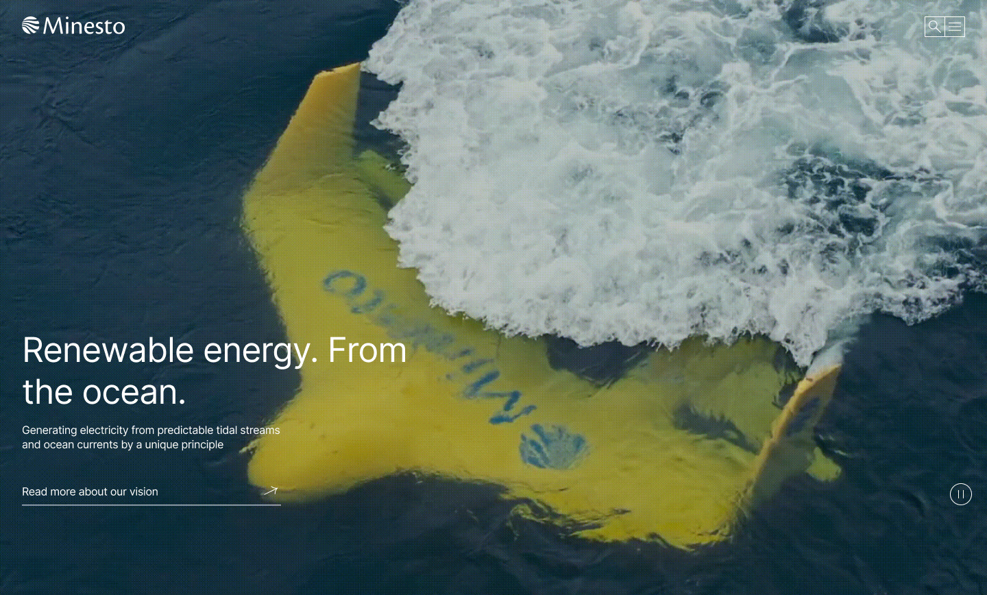 Minesto - Renewable energy from the ocean desgin energy landing page marine renewable sustainability ui ux web design