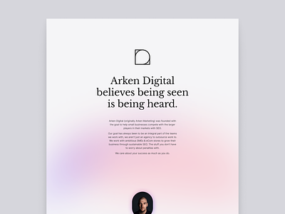 Arken.digital about about agency design desktop info minimal seo text typography ui ux website