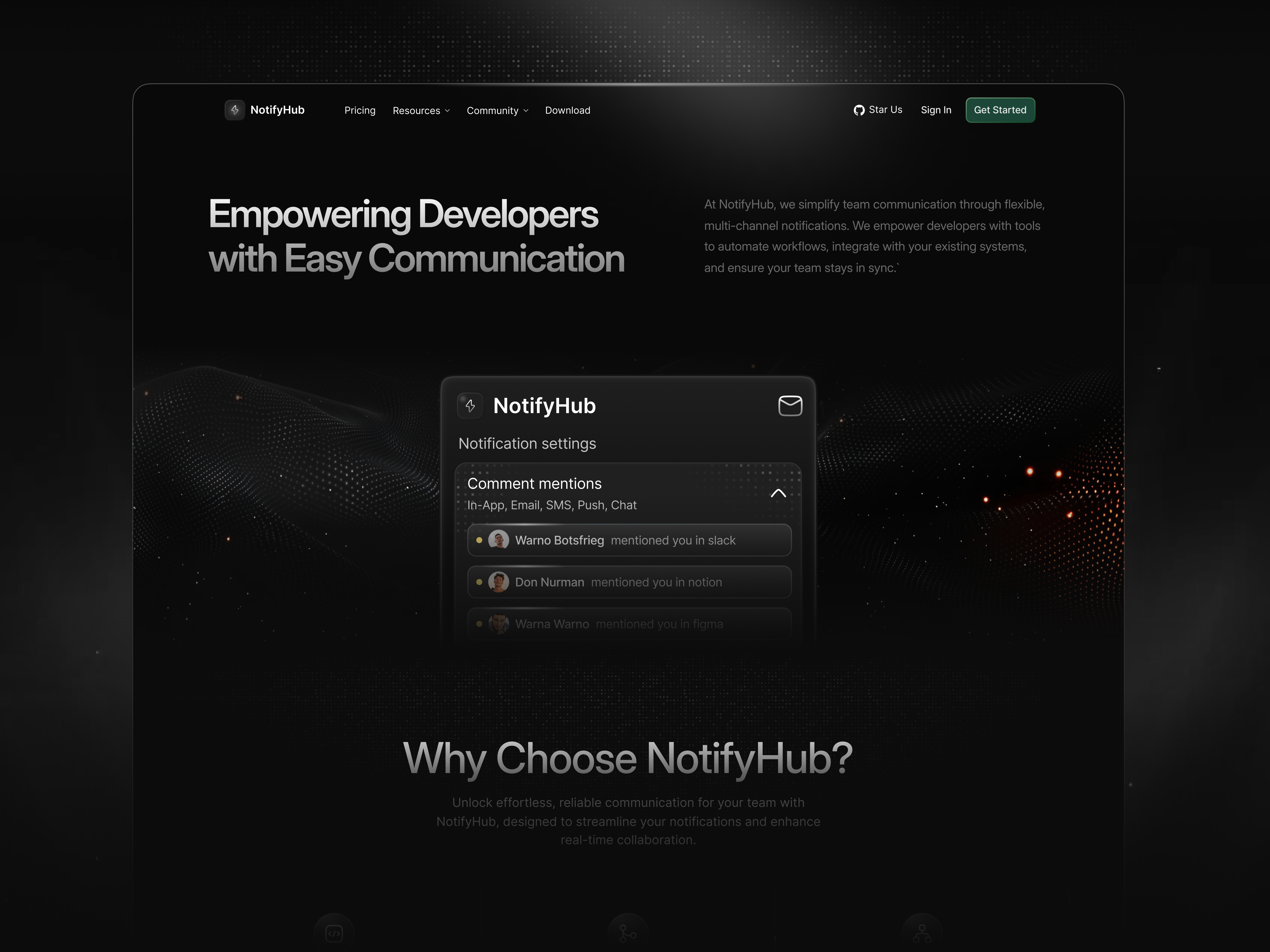 NotifyHub - Notification Platform [About] about about page about us about us page agency api dark dev tools developer hub notification novu page tech tech design tool web web design website website design