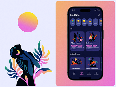 iOS design for Mental Health app | Mobile UI/UX app design health healthcare ios ios app medical meditation meditation app mindfulness mobile app ui uiux ux wellness