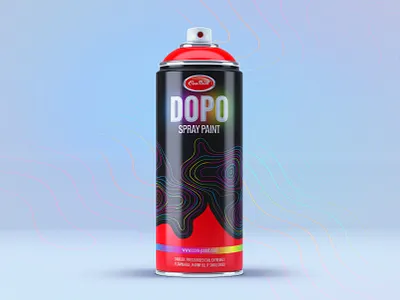 Modern Spray Paint Can Design with Neon Topographic Lines | DOPO premium packaging design