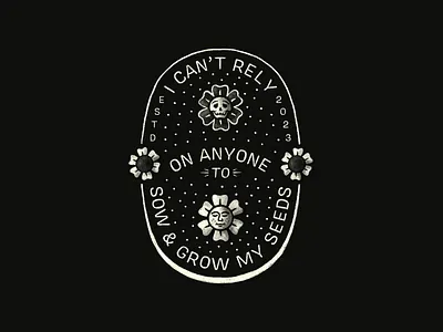 Sow & Grow My Seeds 2023 badge beach boys dots flower illustration line love mental health music peace procreate resolution seeds skull stipple texture vintage