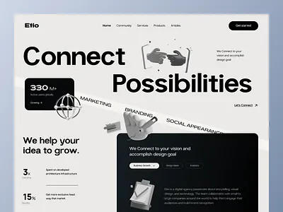 Etio Agency Website Design branding businessgrowth companywebsite contentmarketing creativedesign designideas designinspiration digitalagency dribbble etio figmadesign fintech hoempage landingpage uidesign uiuxdesign uxsolution webdesign websitedesignconcept webui