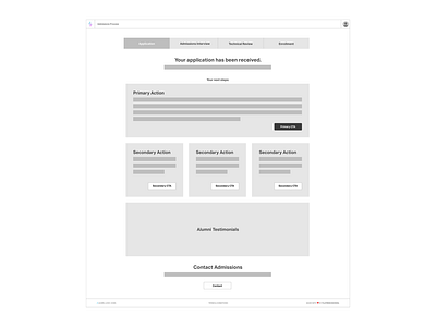 Admissions process wireframe admissions product design prototype prototyping ui ui design ux ux design web app wireframe wireframing