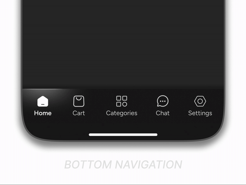 Dark Mode Bottom Navigation UI app bottomnavigation darkmode design icons inspiration minimal ui userexperience userinterface ux