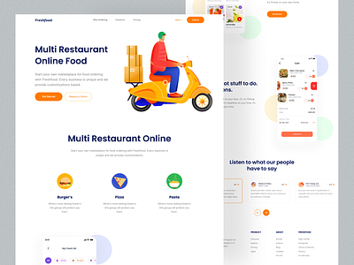 Food Delivery Landing Page clean color cooking delivery design eating food food illustration food order foodie health illustration interface landing page meal order recipe restaurant ui website