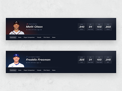 MLB Player Bios baseball data viz mlb sports web