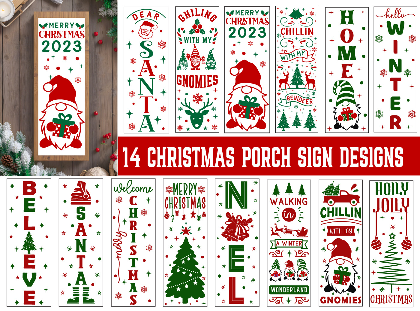 Christmas Porch Sign Bundle Christmas vertical sign SVG christmas long sign christmas porch svg christmas sign svg christmas tree merry merry and bright sign porch board svg porch sign christmas svg porch sign svg winter porch sign png