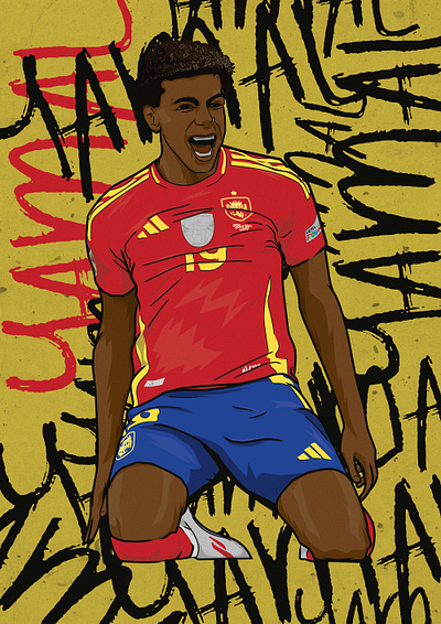 Lamine Yamal, Spain, Euro 2024 art barcelona euro 2024 football graphic design illustration lamin yamal soccer spain