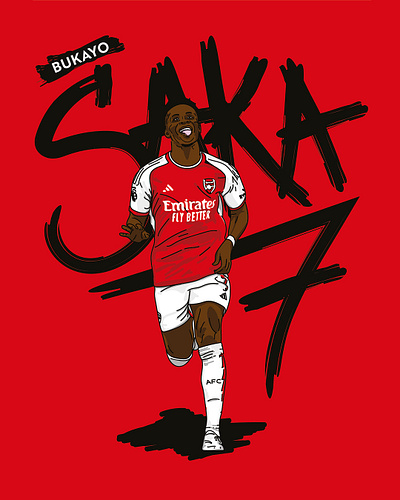 Bukayo Saka, Arsenal arsenal art bukayo saka england football graphic design illustration premier league soccer