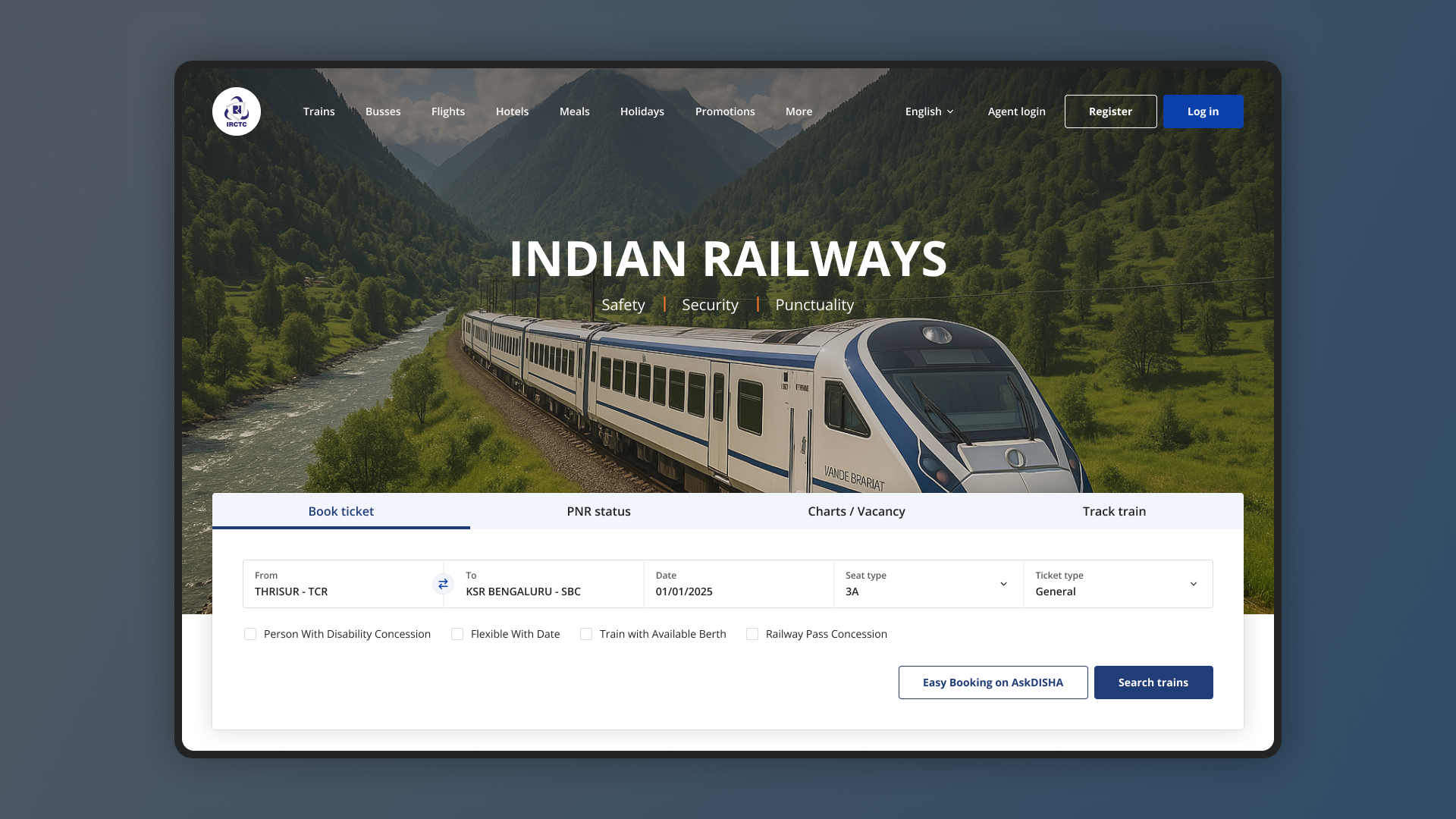 IRCTC Ticket booking website animation app booking branding clean dark mode design dribble best shot graphic design illustration indian minimal ui ui design ux web design website
