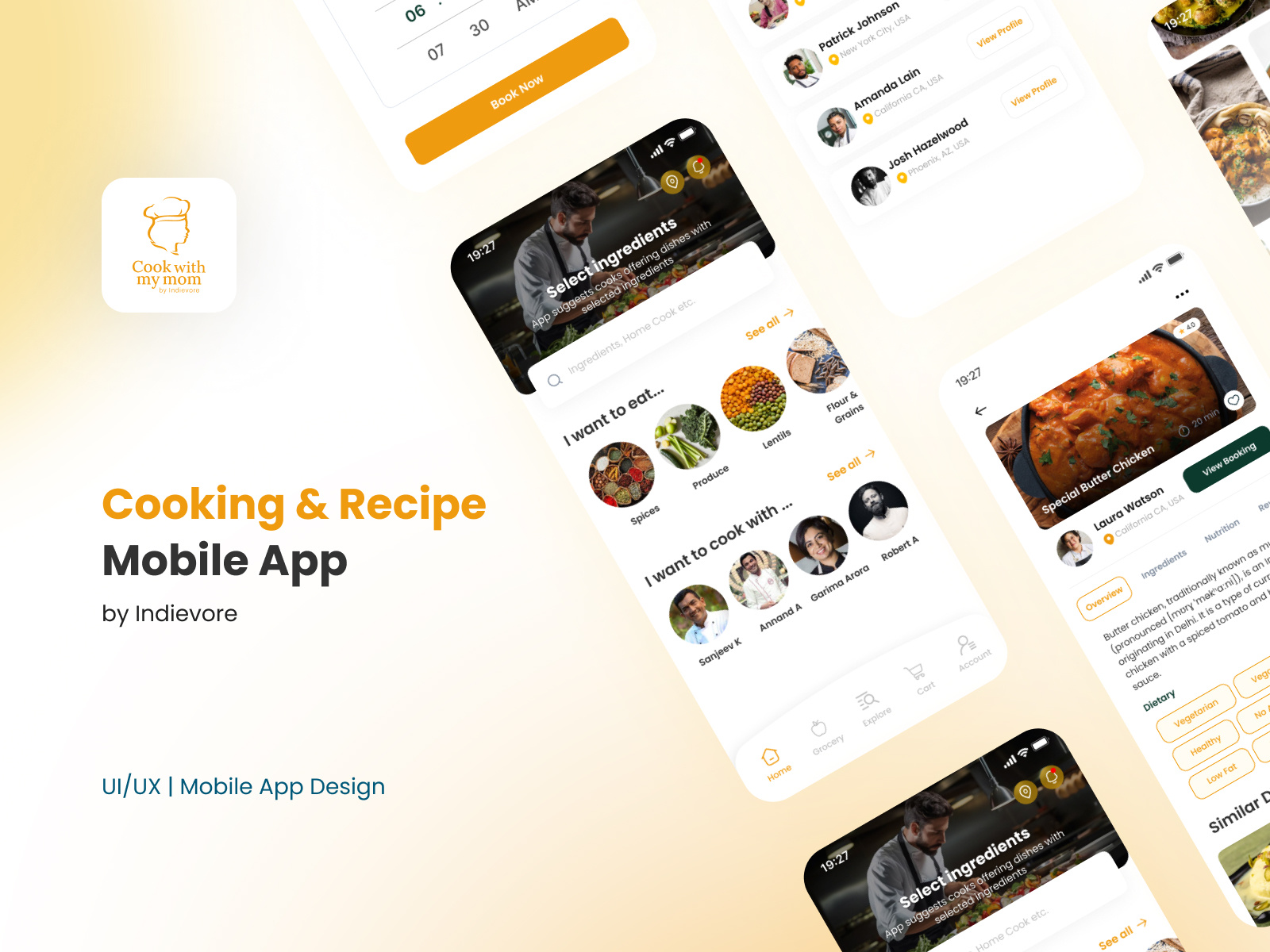 Cooking & Recipe Mobile App Design app design cooking cooking app figma ingredients interface design mobile app mobile design recipe app ui ui design ui ux ux ux design