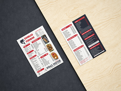 Dimbles Fish Bar A5 Menu app branding design graphic design illustration leaflet logo menu resturant typography ui ux vector