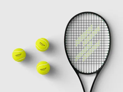 Tennis Racket with Ball Mockup Set active activity ball ball mockup court equipment game hobby mockup play racket sport tennis tennis ball tennis mockup tennis racket