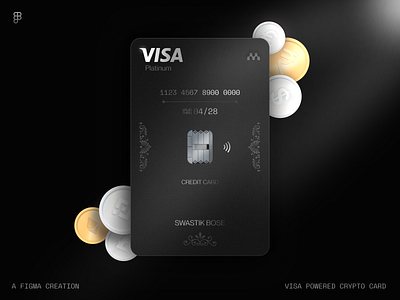 Visa-Powered Crypto Card – Figma Concept 3d cryptocard cryptopayments digitalwallet figmadesign fintechui visacard