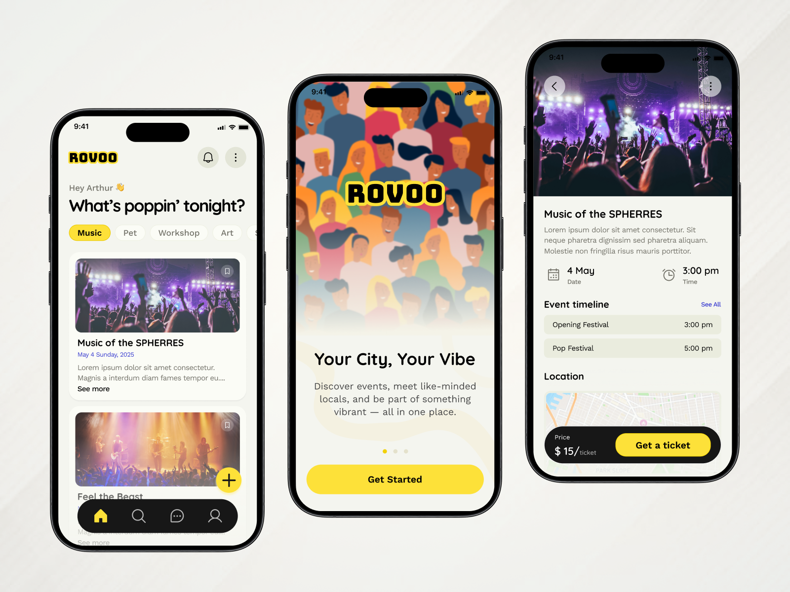 Rovoo – Local Event Discovery App UI appconcept appdesign dribbbleshots eventapp eventbooking eventmanagement eventplanning eventplatform eventsolutions mobileappdesign mobiledesign productdesign rovoodesign ui userexperience ux uxforevents uxui
