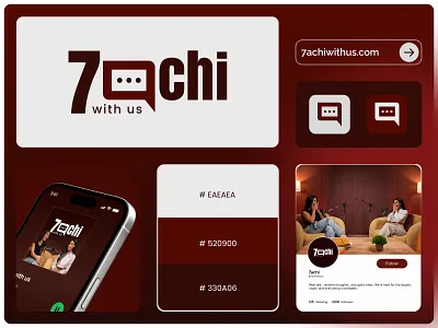 Podcast Logo Branding | 7achi podcast logo bento design brand identity branding chat logo design feminine design graphic design logo logo design media logo modern logo podcast podcast branding podcast cover podcast logo talkshow typography logo
