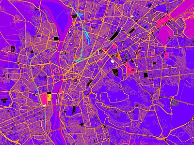 Neon City: Cairo abstract cairo city flat map neon pink purple road street texture vector