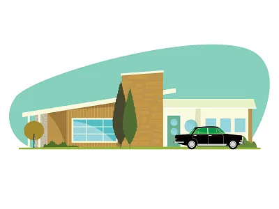 Hollywood Bungalow Number 1 architecture bungalow california design illustration kitsch palm springs retro vector vintage