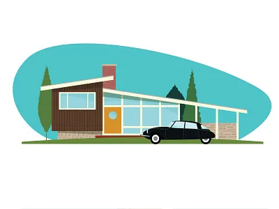 Hollywood Bungalow Number 2 architecture blue skies bungalow california citroen design illustration los angeles palm springs retro vector vintage