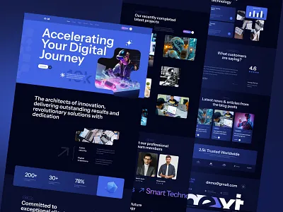 Modern Digital Marketing Website Agency blue dark business corporate dark design inspiration digital marketing idea it service uiux design website design website service