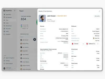 Team Details 🙂 data visualization grid hr human resources infromation profile saas dashboard table user profile