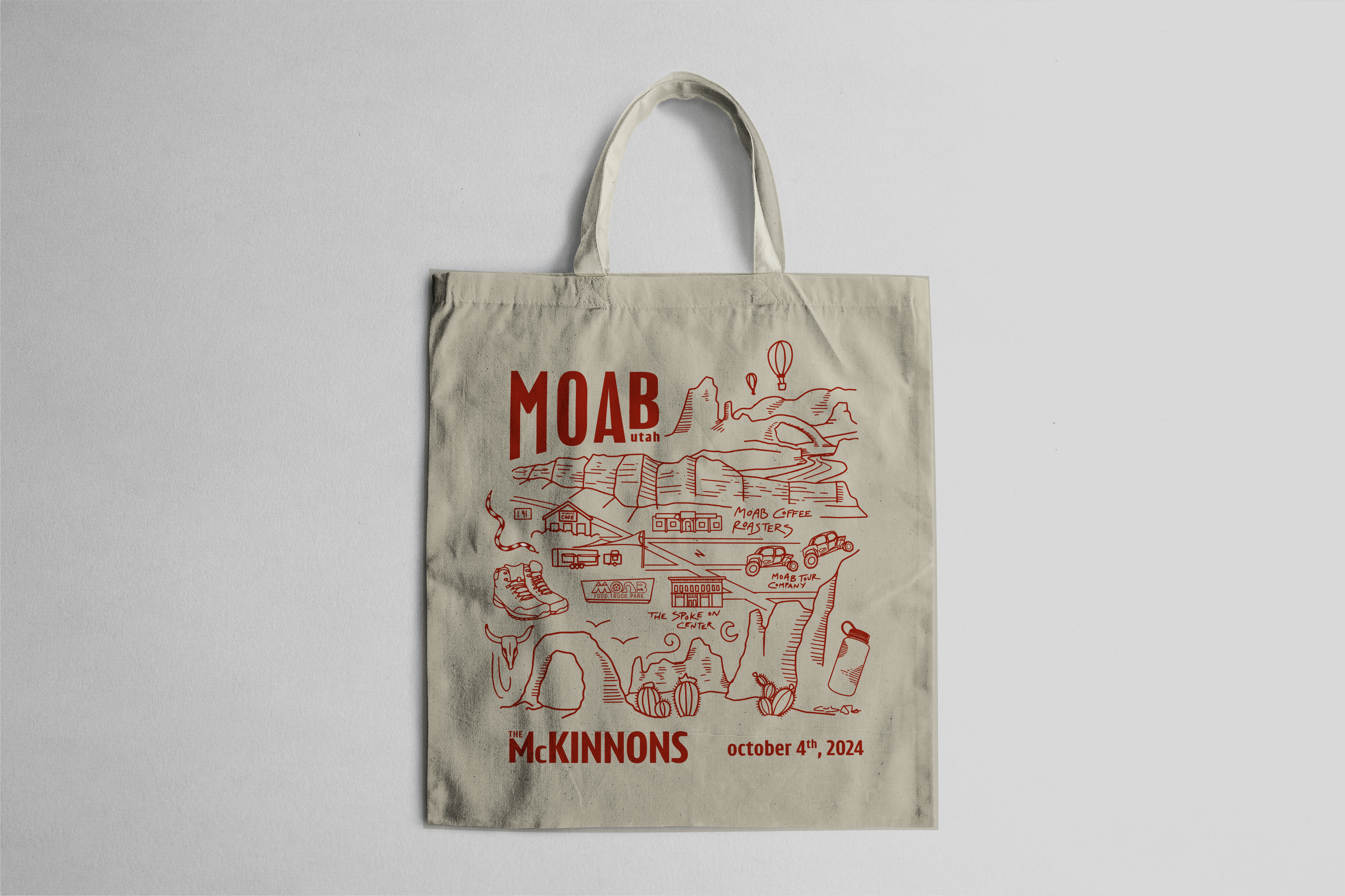 custom tote bag wedding design apparel canvas clean desert illustration illustrative line line work moab outdoorsy simple tote tote bag utah
