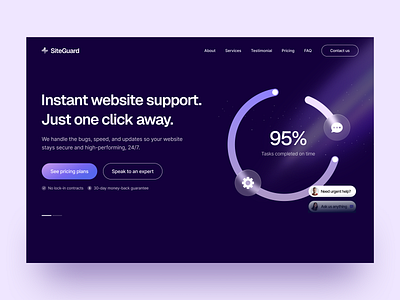 Hero Exploration - SiteGuard clean hero hero design landing page layout minimal modern saas ui ui design ui elements ui ux ux web design web support website website design website support