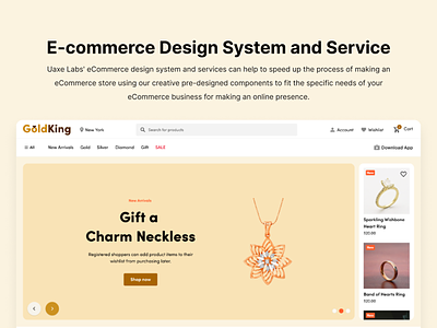 E-commerce Design System and Service buy component design design system e-commerce e-commerce design system jwellery landing page minimal online shopping website product design uaxe labs web design