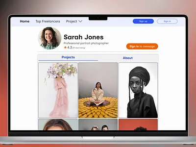 Profile page desktop freelance photography profile