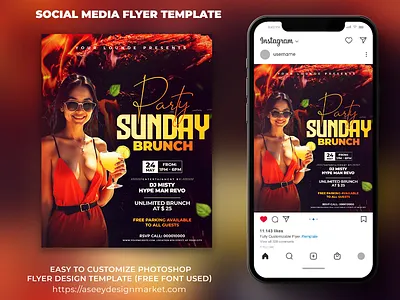 Sunday Brunch Flyer Template brunch brunch flyer brunch poster flyer flyer template flyertemplate freelancedesigner graphic design graphicdesigner night club flyer poster template