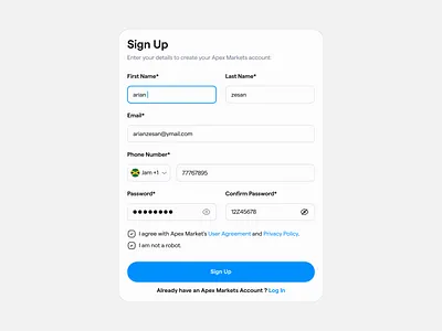Sign Up log in login page registration sign in sign up ui ux