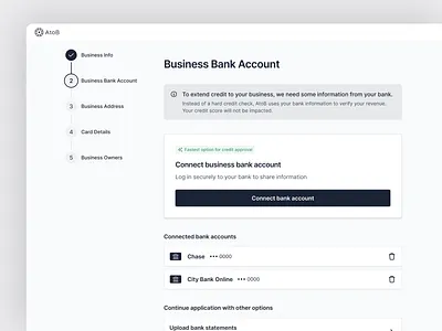 Application flow redesign application bank account flow funnel stepper steps ui ux web