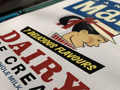 Bangor Maid A3 Poster 1980s bangor boater clarendon dairy design ice cream illustration logo retro signage vector vintage