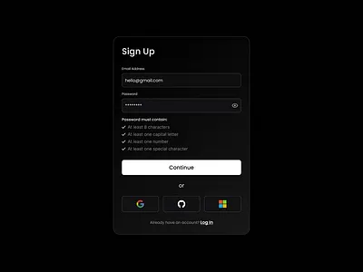Sign Up UI Card app branding design figma illustration landing page login logo minimal modal onboarding sign up ui ux website