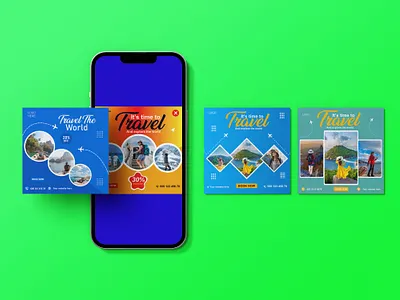 Travel Social Media Post Design Template bold typography colorful design creative direction explore more graphic design instagram layout modern layout social media post summer getaway travel aesthetic travel design travel promotion vacation vibes wanderlust