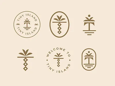 Island Logos branding design geometric gold graphic design icon island logo mark palm resort t tiny tree vector