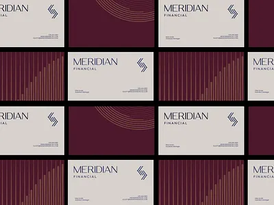 Meridian Financial Business Cards Brand Identity Design arrow branding business copper design finance financial geometric graph graphic design icon illustration line logo management mark navy professional red wealth
