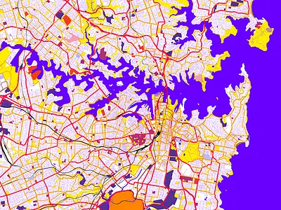 Neon City: Sydney abstract city flat map neon purple road street sydney texture vector yellow
