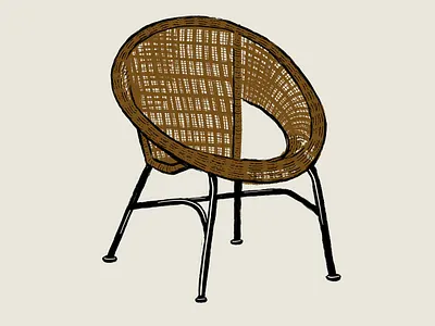 Rattan Mid-Mod Chair Illustration digital illustration illustration mid mod midcentury procreate vintage