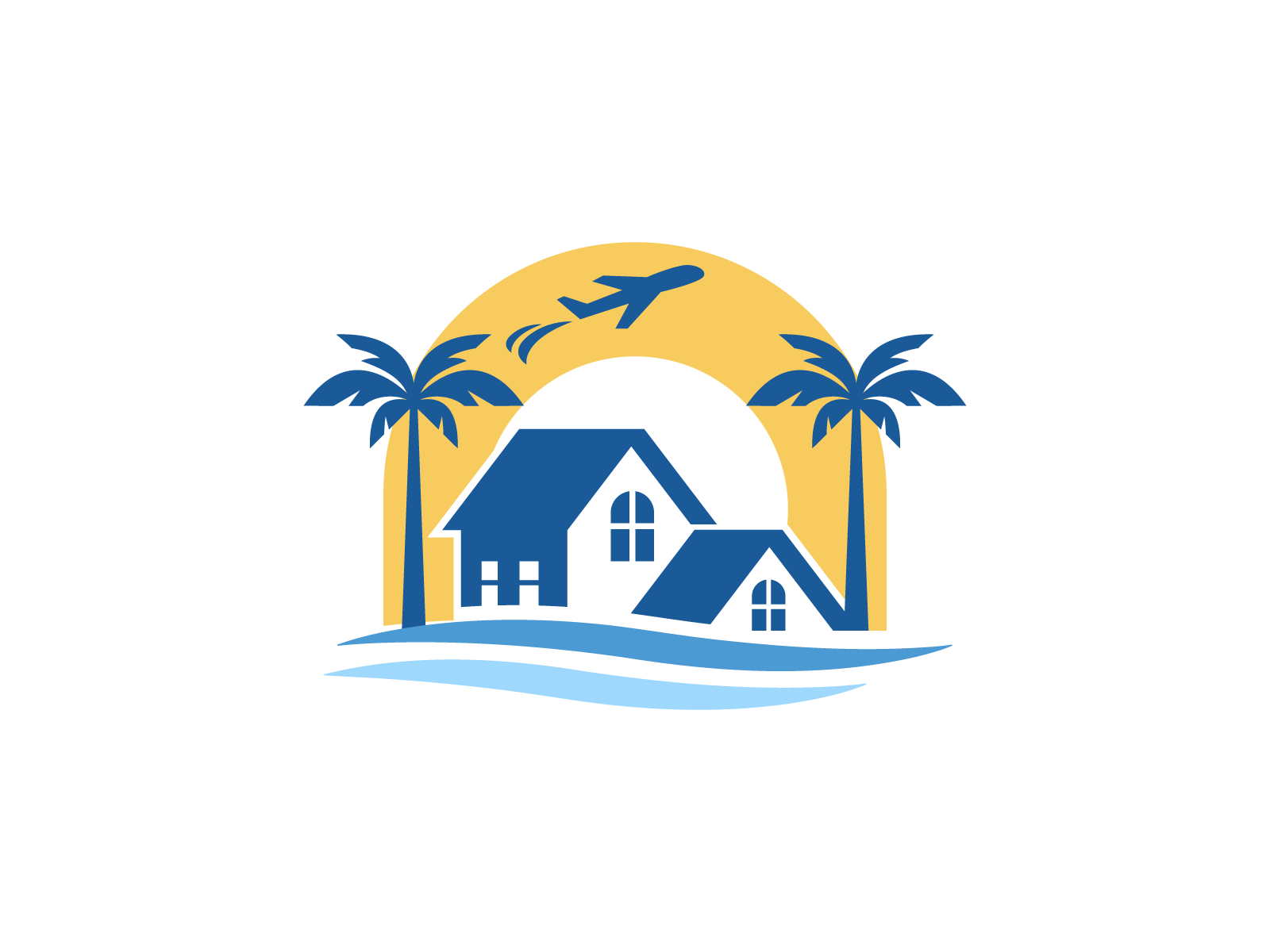 Beach House Logo airplane beach beach house design flat flight holiday home house logo minimal plane sea tourism travel travel logo traveling vacation vector