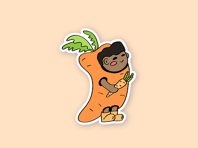 Boy in carrot costume sticker branding child design graphic design illustration logo print typography vector vegetable